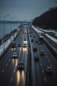 cars on a highway